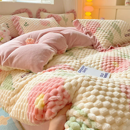 4Pcs Plush Warm Duvet Cover Set