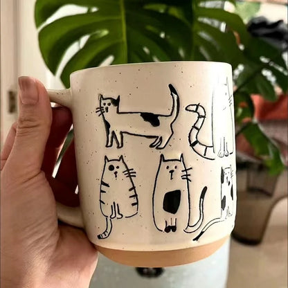 Engraved Cat Ceramic Mug