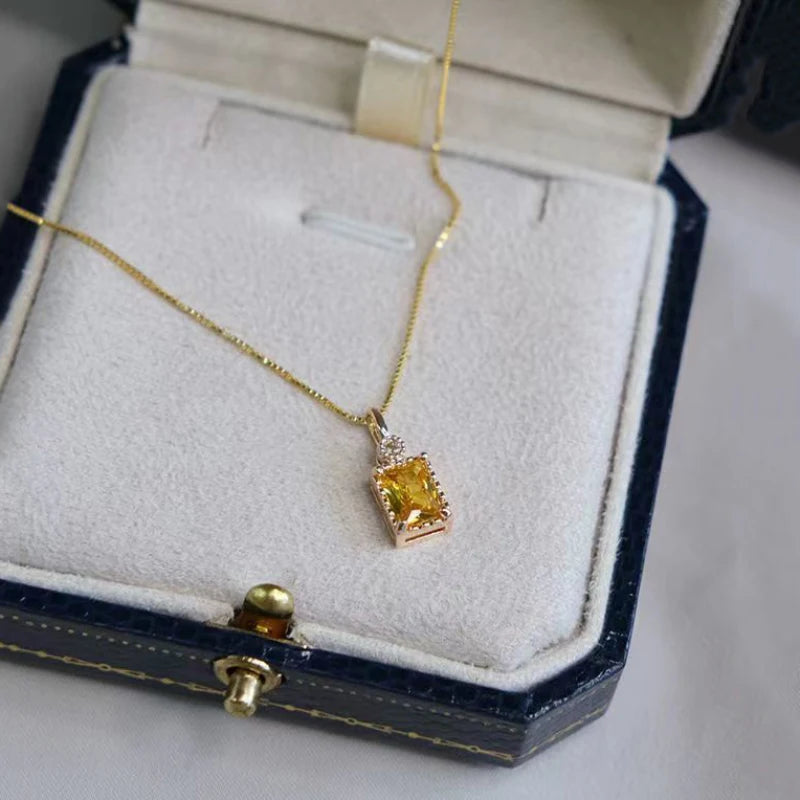 Square Citrine Necklace