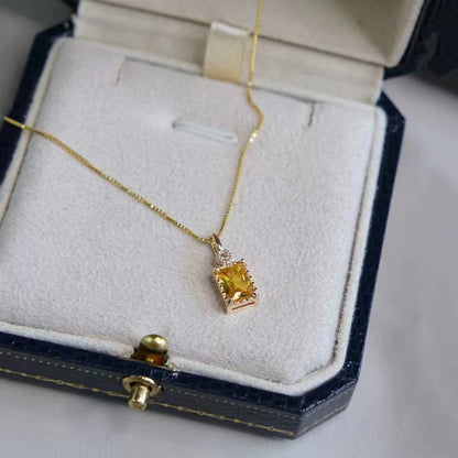 Square Citrine Necklace