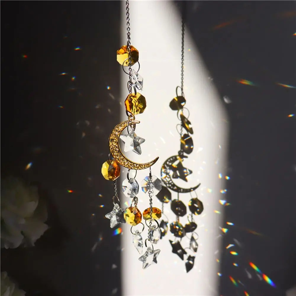 Crystal Moon and Star Suncatcher