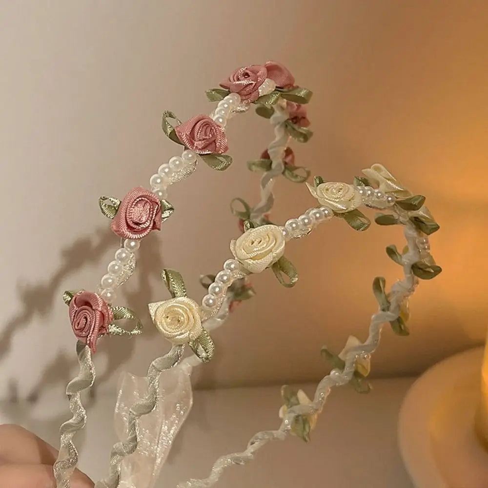 Flower Branch Headband with Ribbon