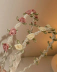 Flower Branch Headband with Ribbon