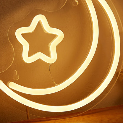 Crescent Moon and Star Neon Sign