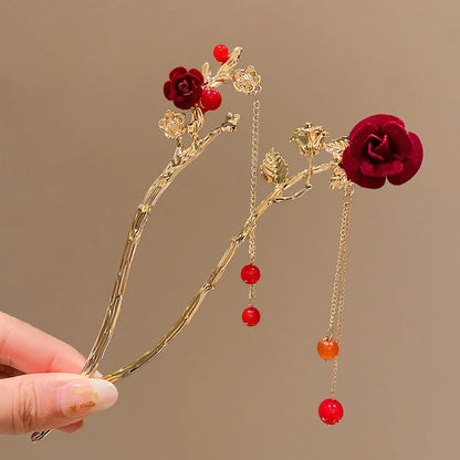 Red Roses Hair Pin