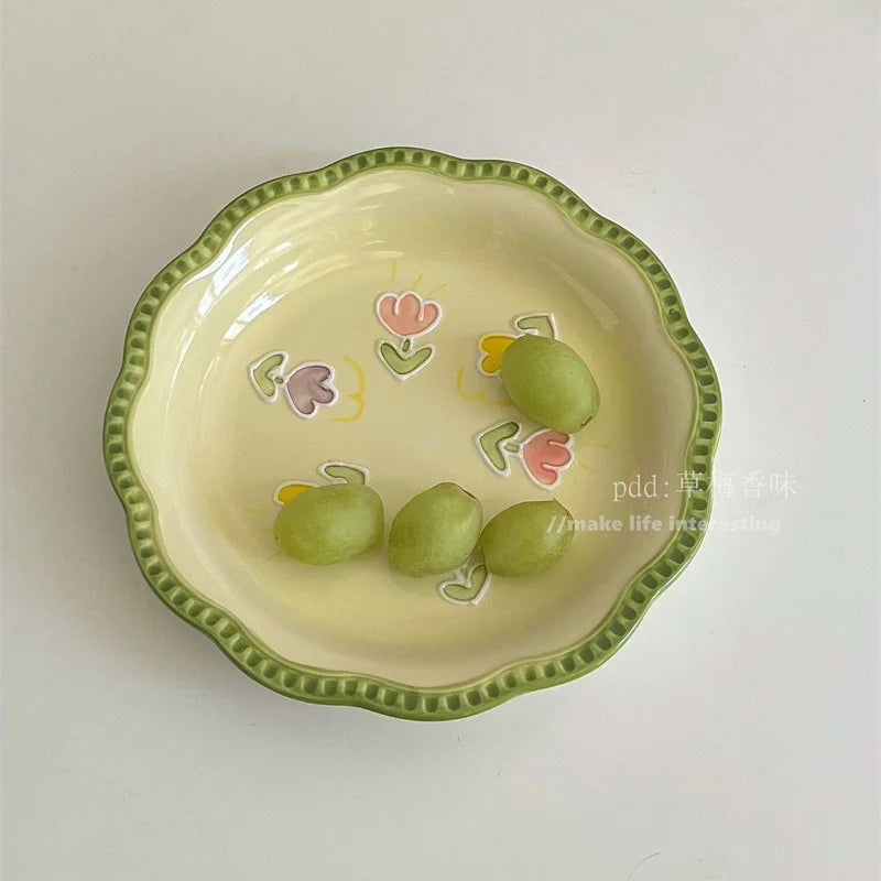 Hand-Painted Ceramic Tulip Plate