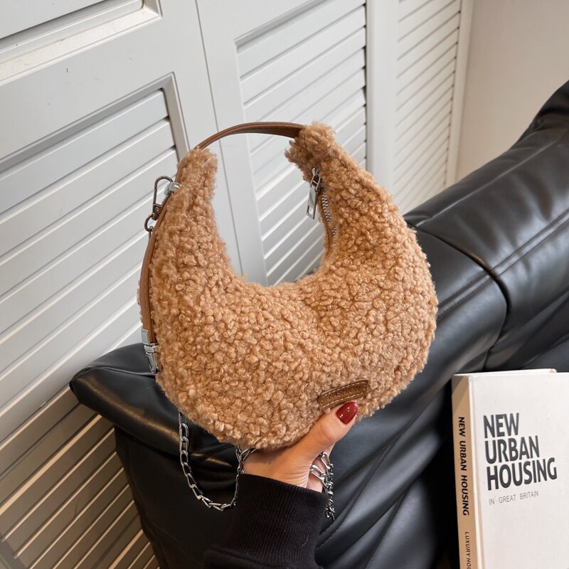 Fur Half Moon Handbag