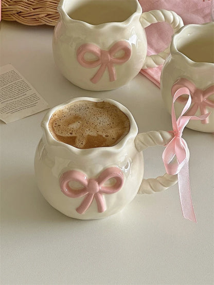 Handmade Pink Bow Ceramic Mug