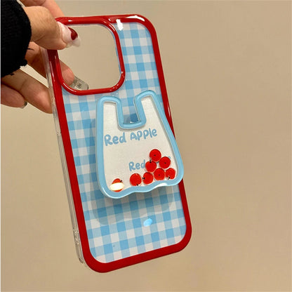 Plaid Apples Bag Pop Socket