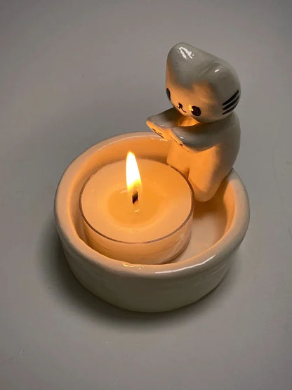 Kitten Candle Holder Handmade