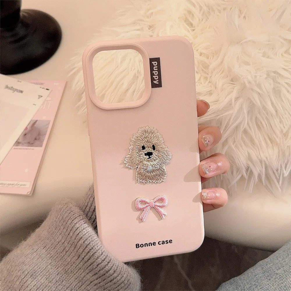 Embroidered Puppy Phone Case