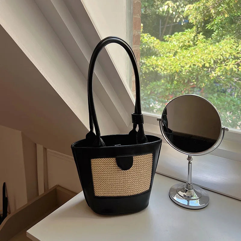 Straw Basket Shoulder Bag