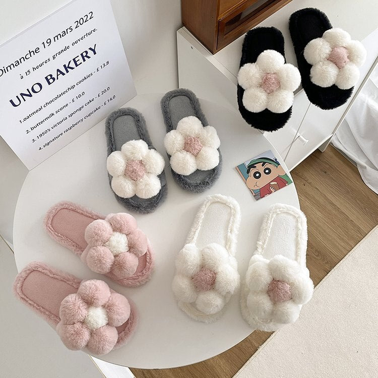 Plush Flower Slippers