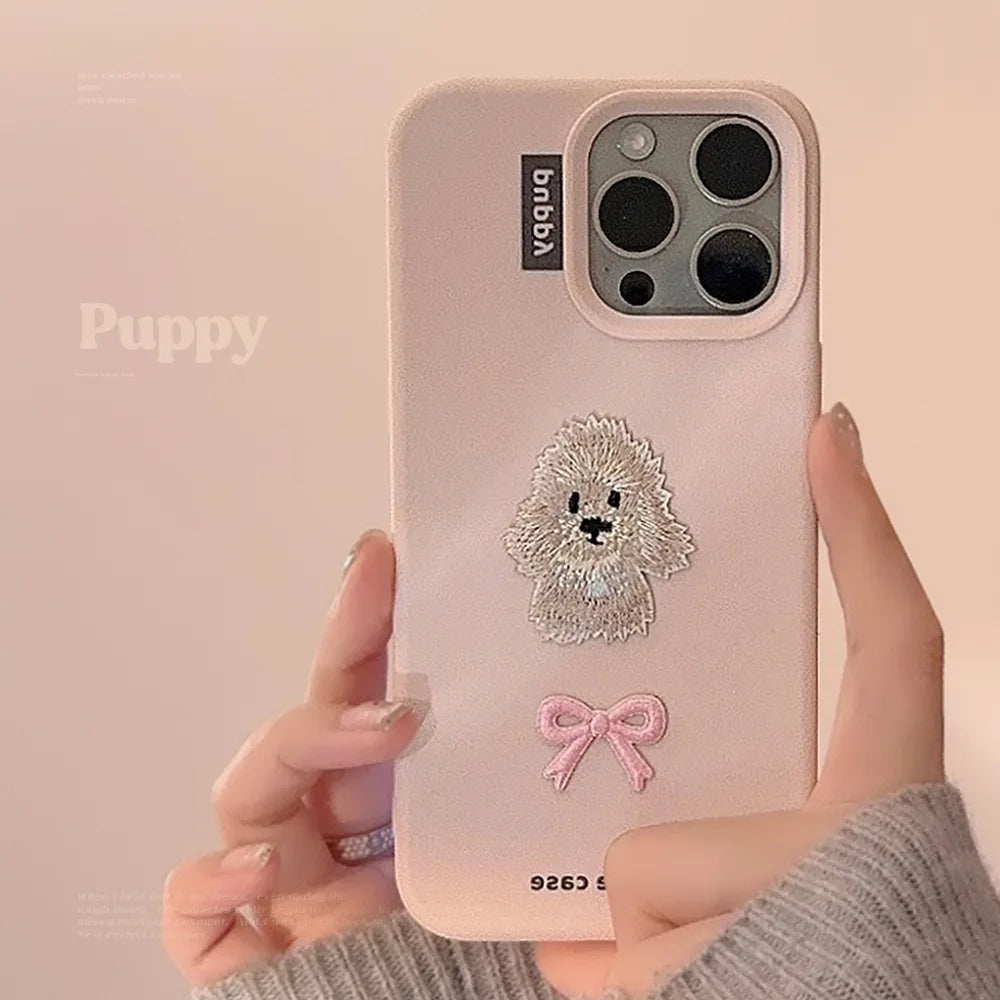 Embroidered Puppy Phone Case