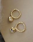 Bead Heart Hoop Earrings