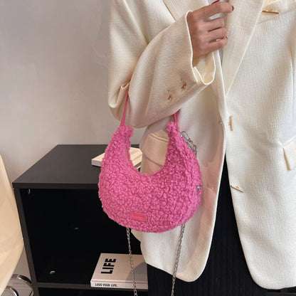 Fur Half Moon Handbag