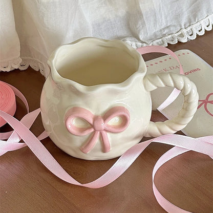 Handmade Pink Bow Ceramic Mug