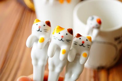 5Pcs Ceramic Cat Spoon