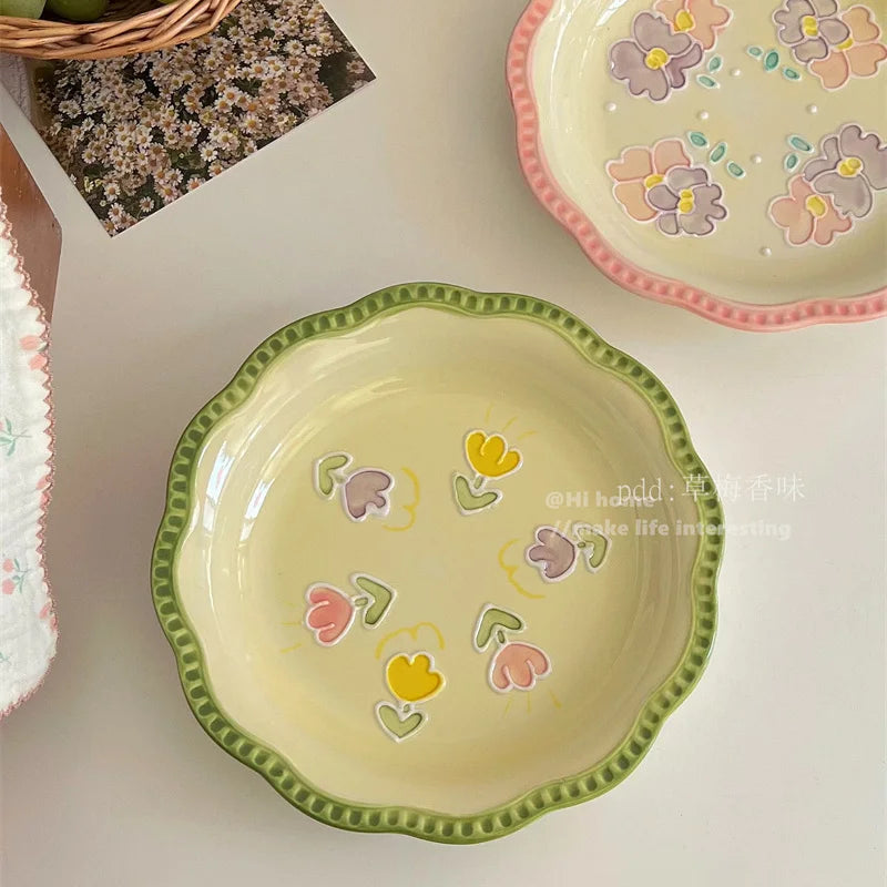 Hand-Painted Ceramic Tulip Plate