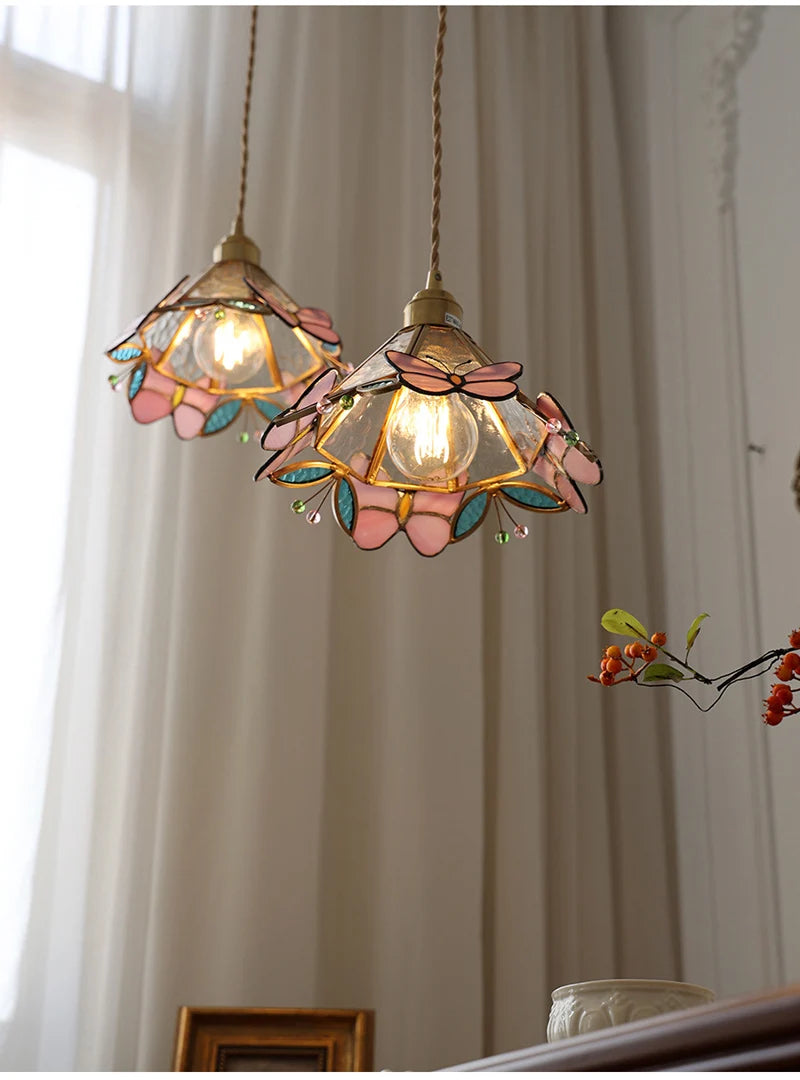 Stained Glass Butterfly Pendant Lamp