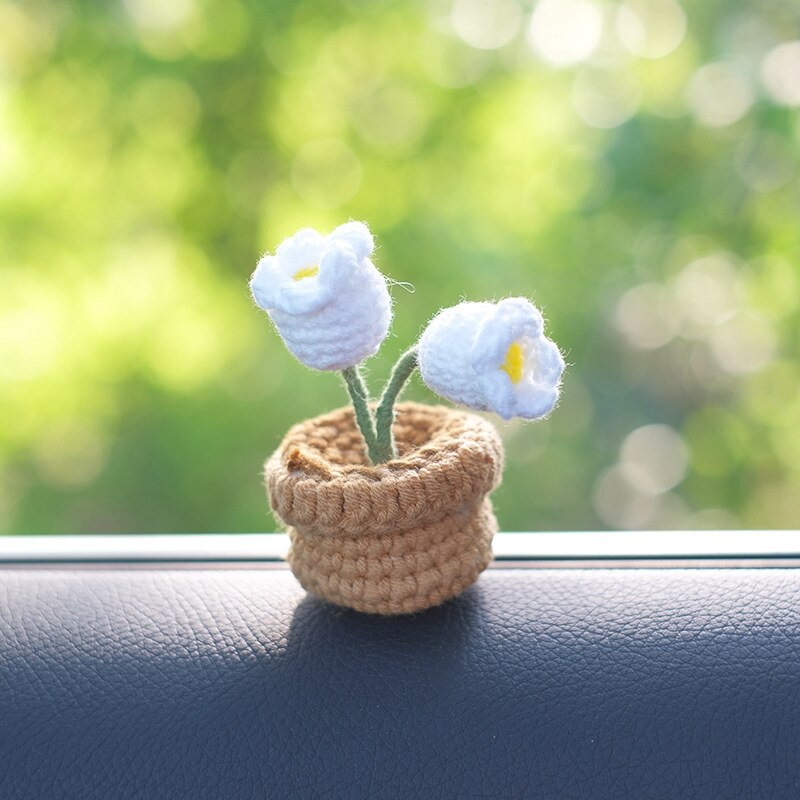 Mini Handmade Crochet Flowers Pots