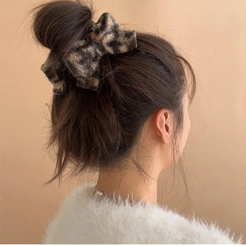 Leopard Plush  Hair Claw Clip