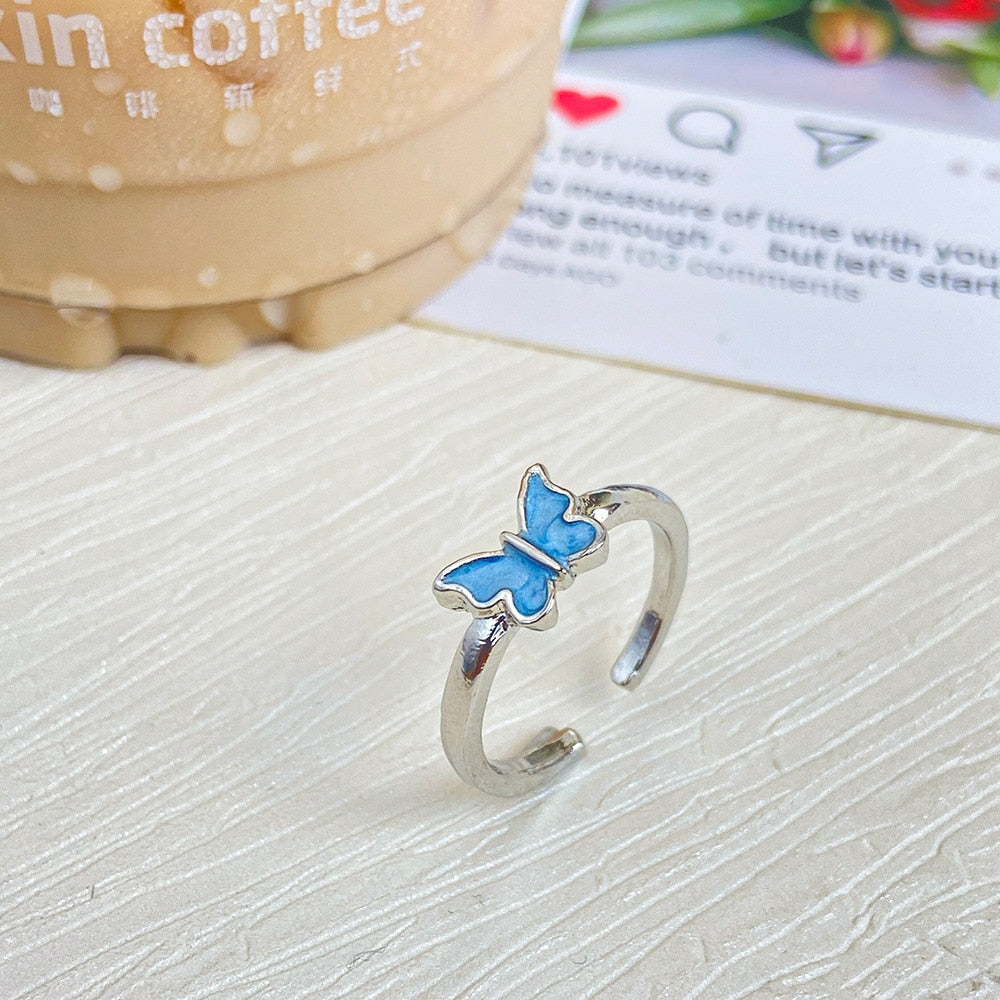 Crystal Butterfly Rings