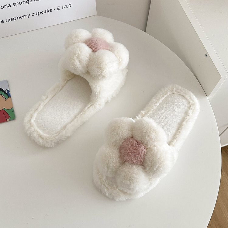 Plush Flower Slippers