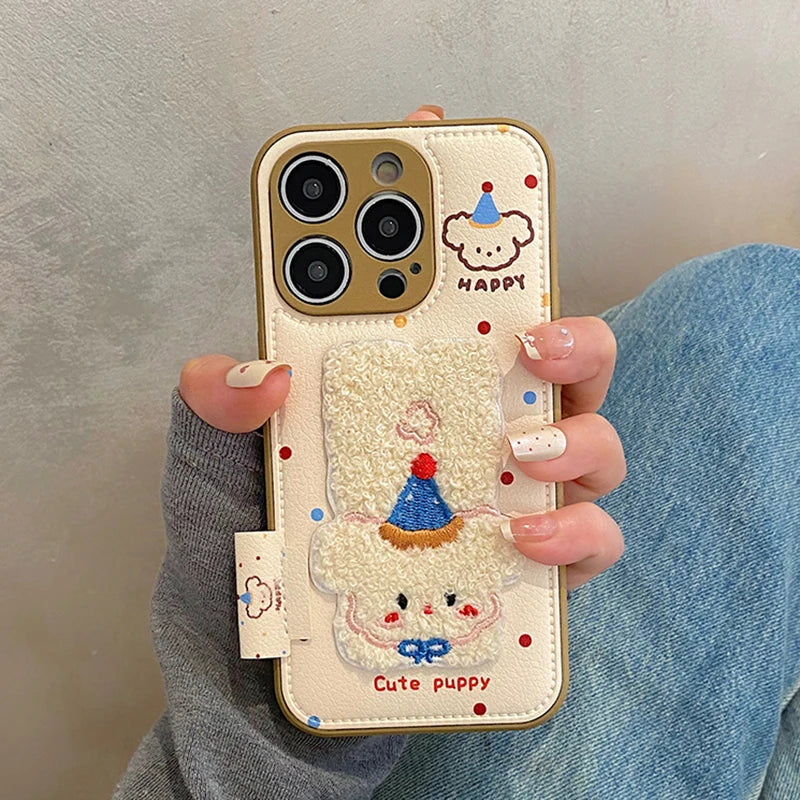 Plush Embroidered Dog Phonecase