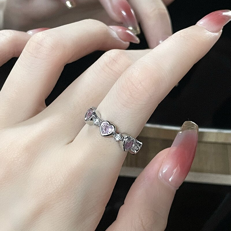 Mini Pink Hearts Ring