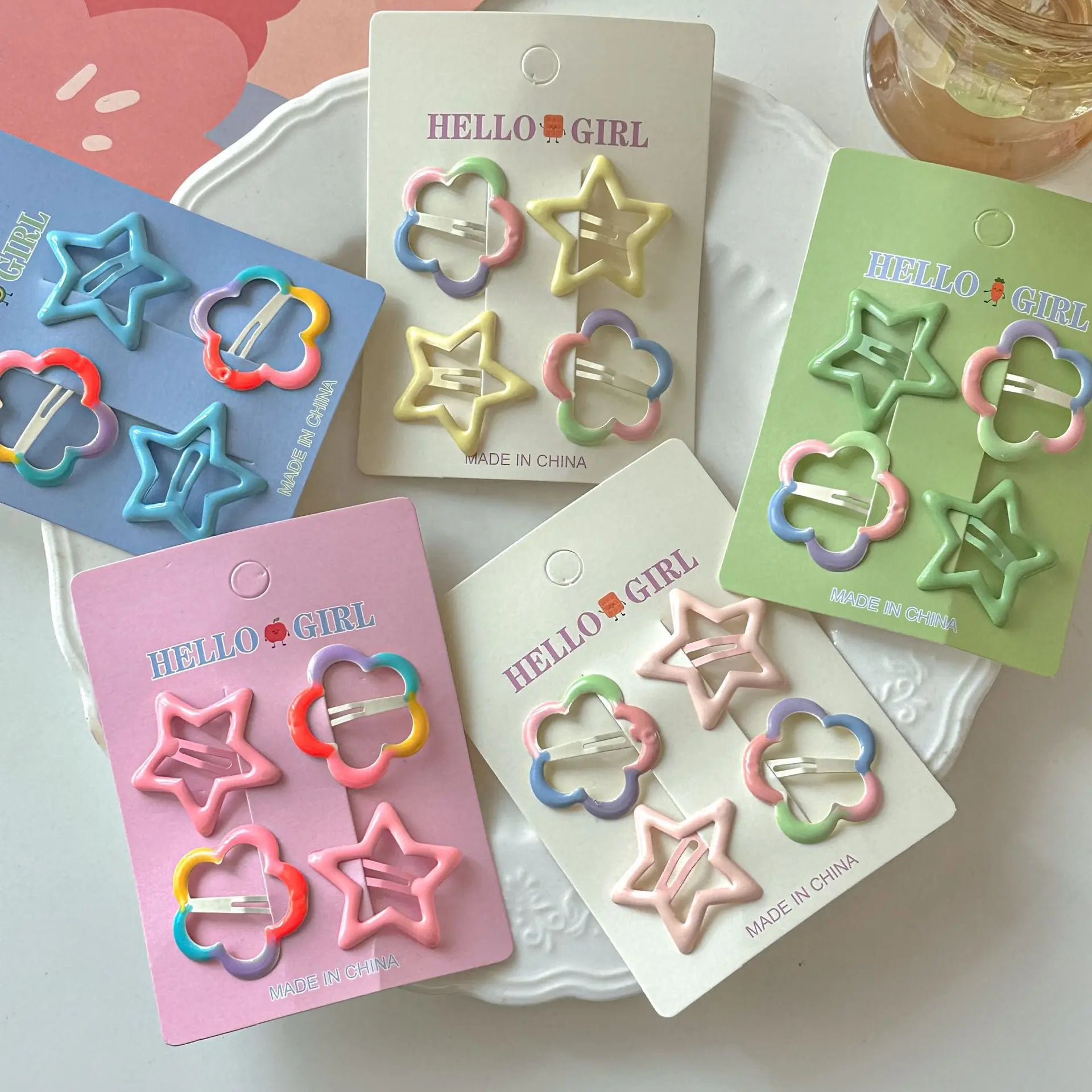 4Pcs Stars &amp; Flower Hairpins