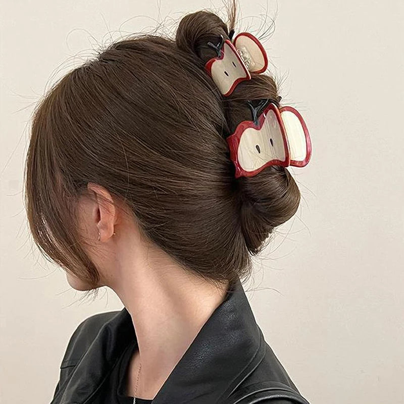 Apple Hair Claw Clip