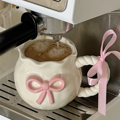 Handmade Pink Bow Ceramic Mug