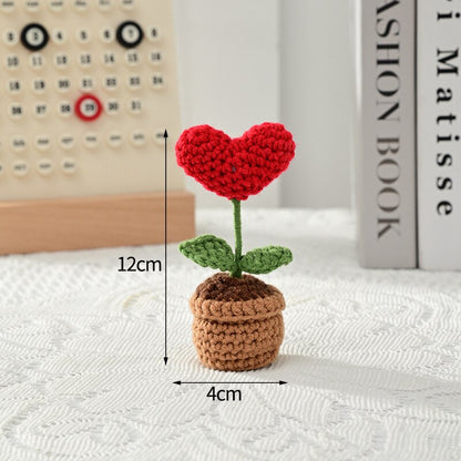 Mini Handmade Crochet Flowers Pots