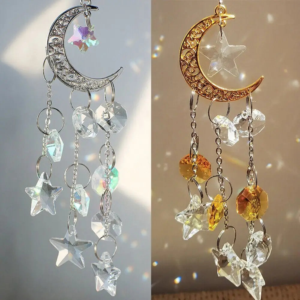Crystal Moon and Star Suncatcher