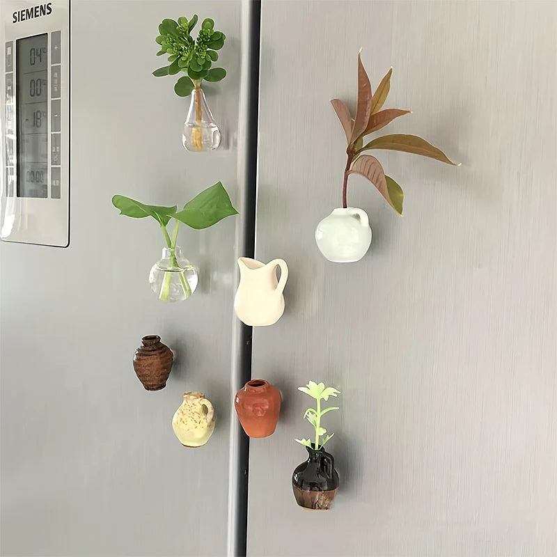 8Pcs Ceramic Vase Fridge Magnet