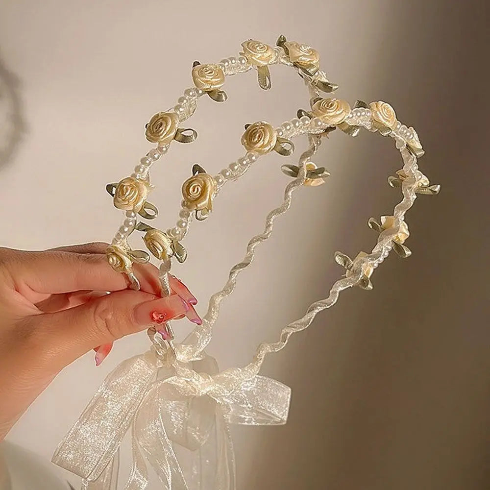 Flower Branch Headband with Ribbon