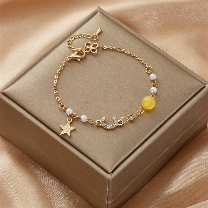 Star and Moon Pearl Bracelets