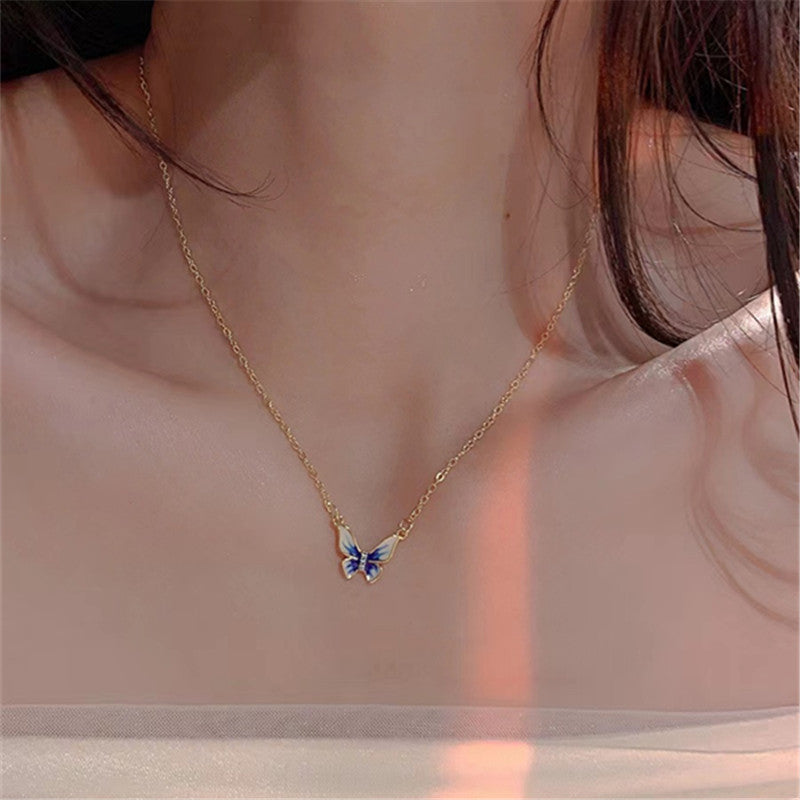 Gradient Blue Butterfly Necklace