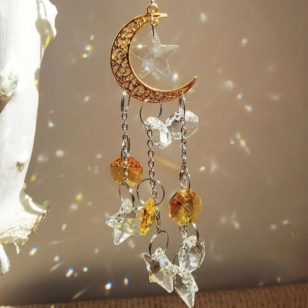 Crystal Moon and Star Suncatcher