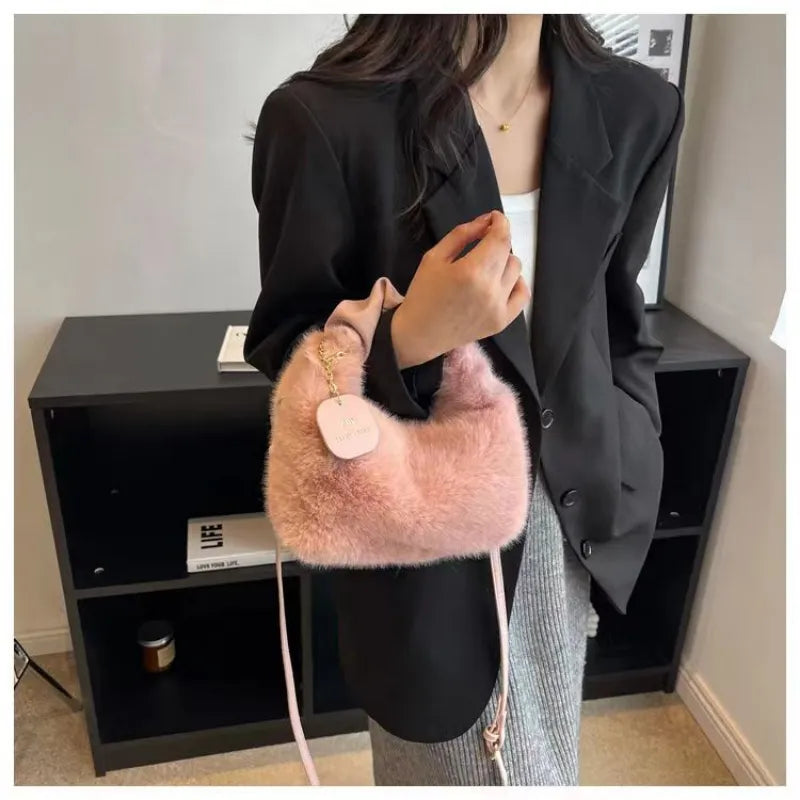 Half Moon Fur Handbag