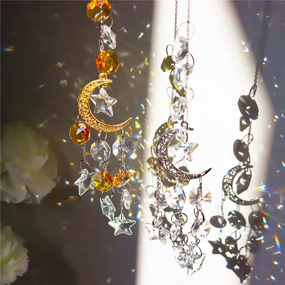 Crystal Moon and Star Suncatcher