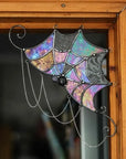 Stained Glass Spider Web Window Corner