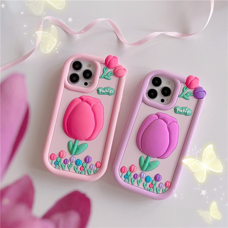 Pink 3D Tulip Phone Case