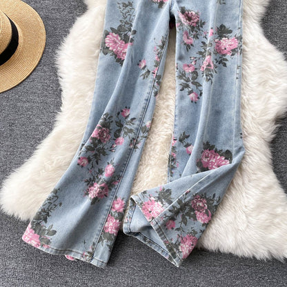 Floral Denim Skirt and Pants