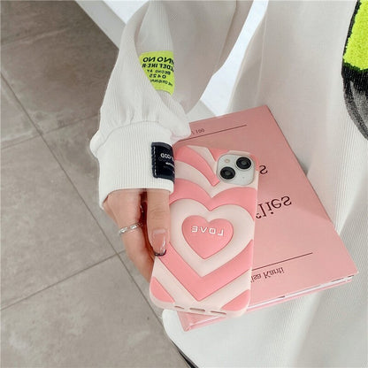 3D Pink Heart Phone Case