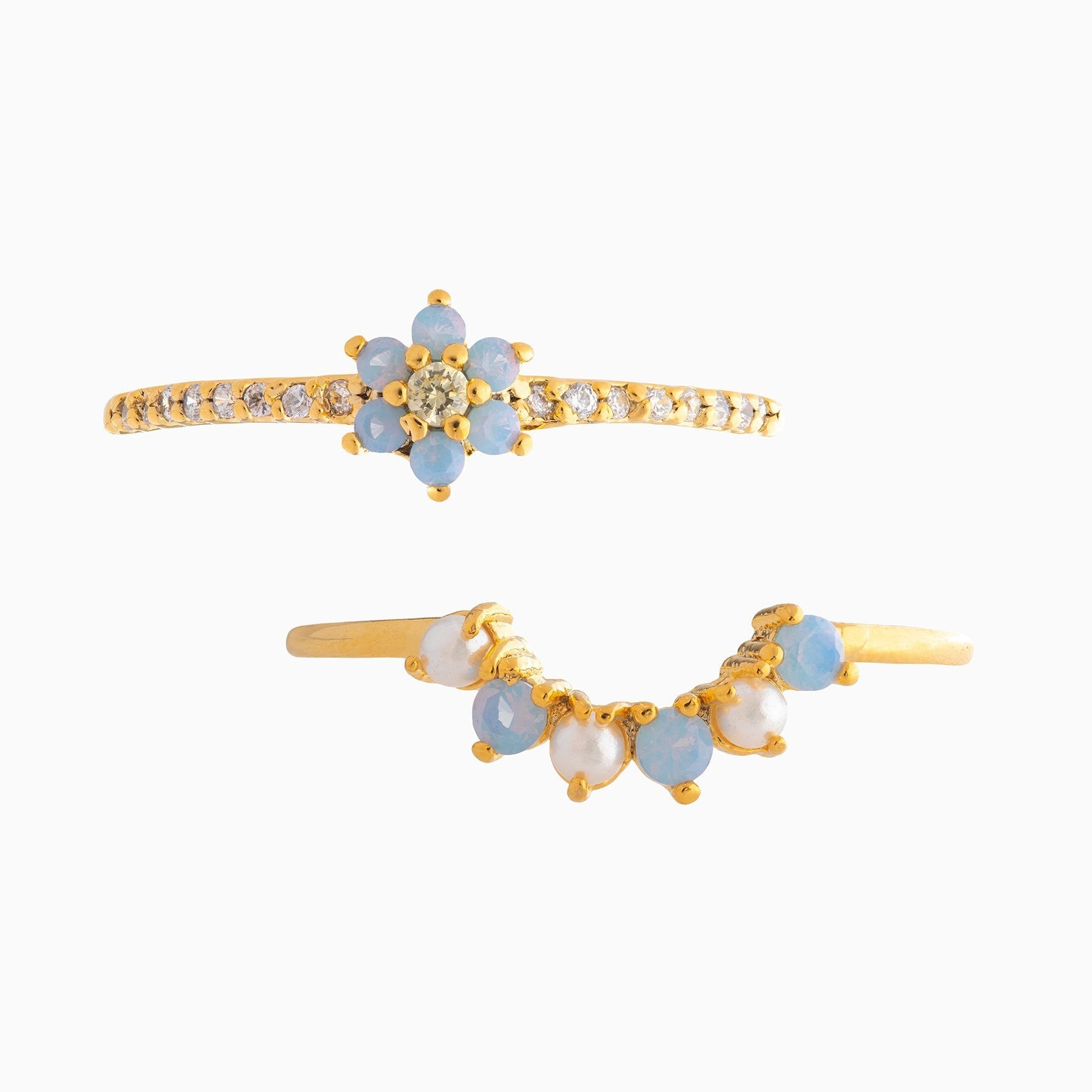 Blue Blossom Ring Set