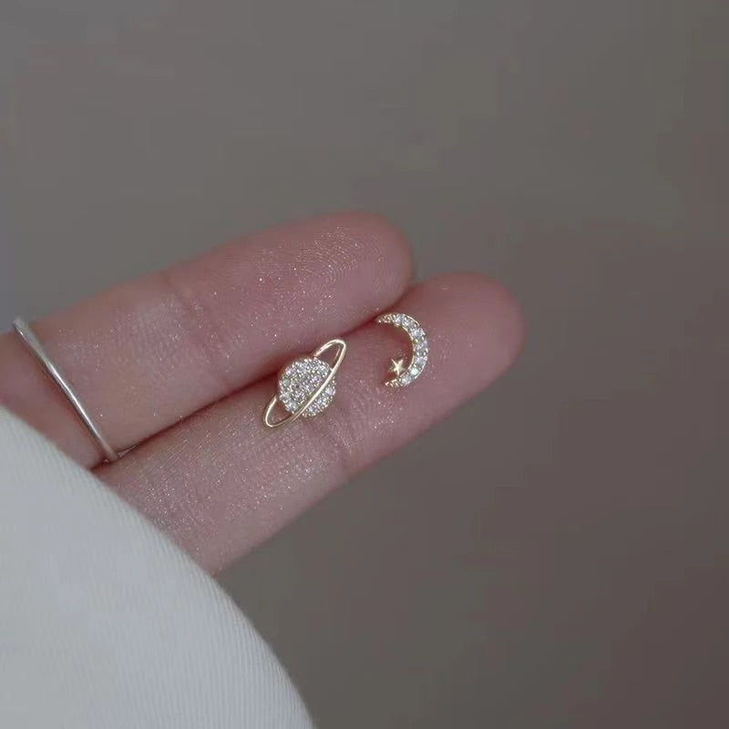 Saturn and Moon Earrings