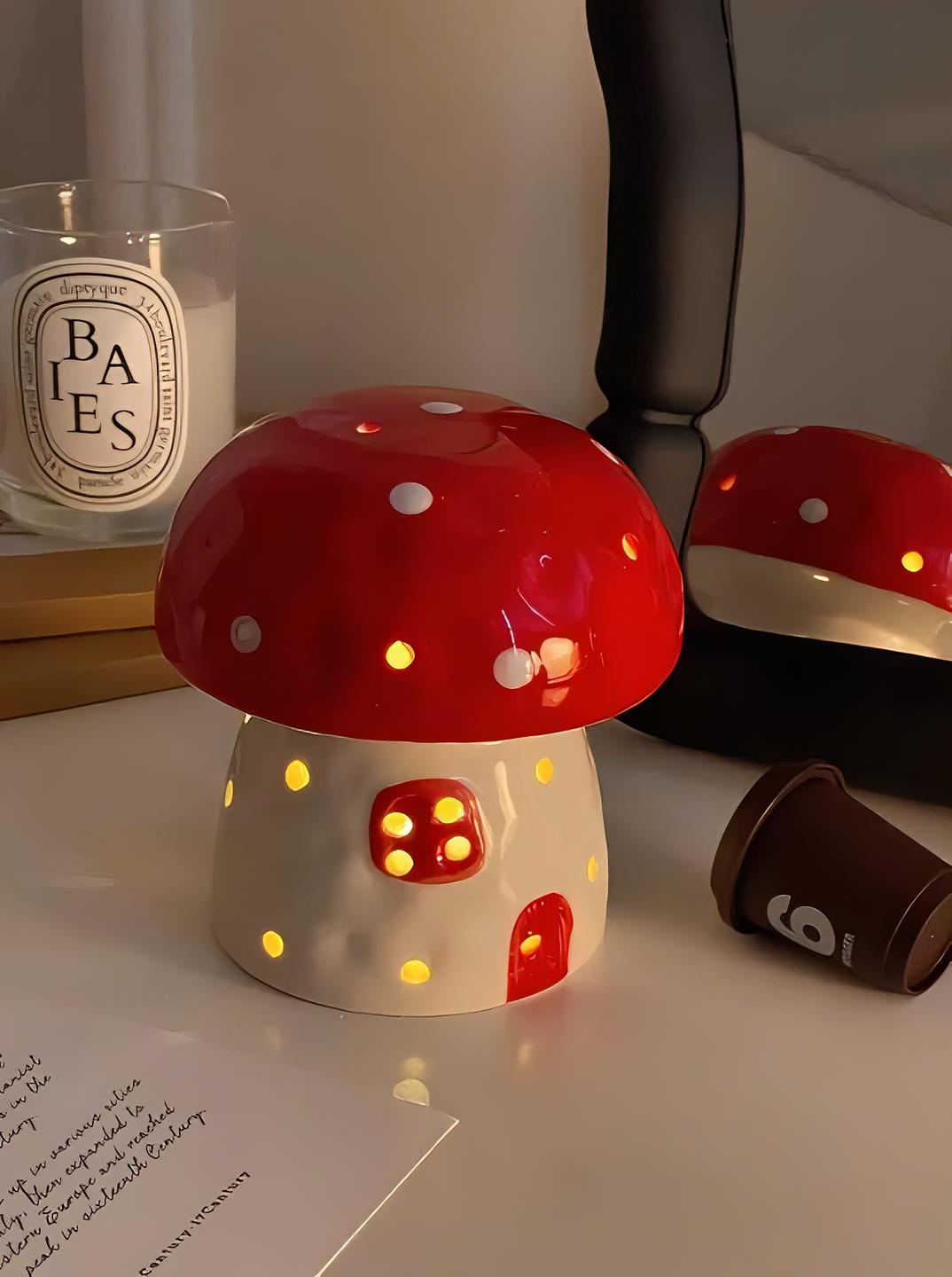 Mini Ceramic Mushroom Night Lamp