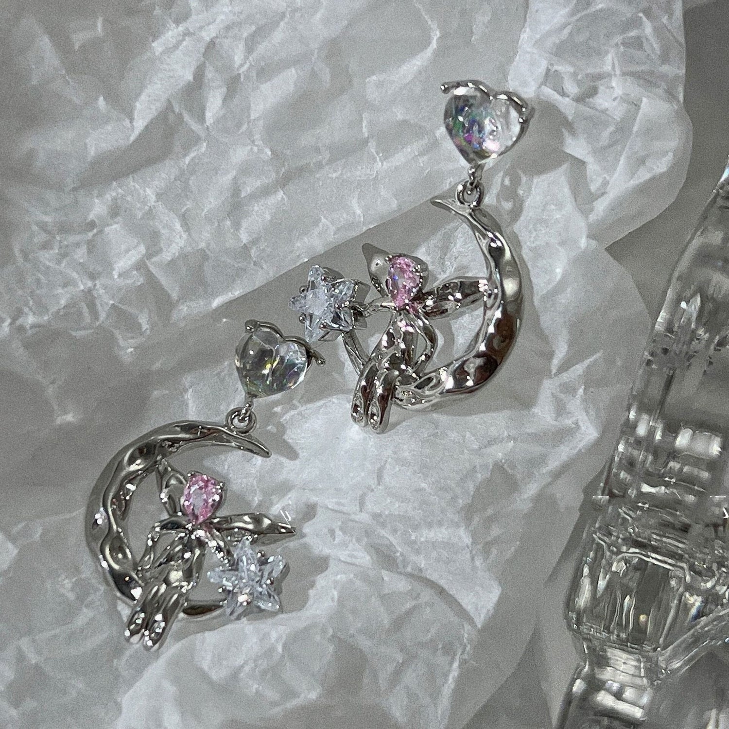 Y2K Pink Rhinestone Earrings